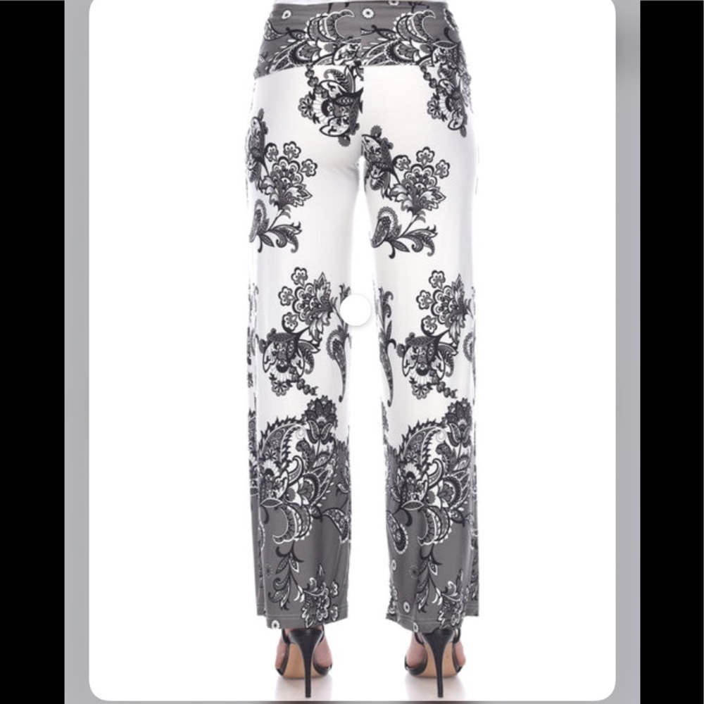 Floral Paisley Printed Palazzo Pants - White Mark e1. - Picture 6 of 11